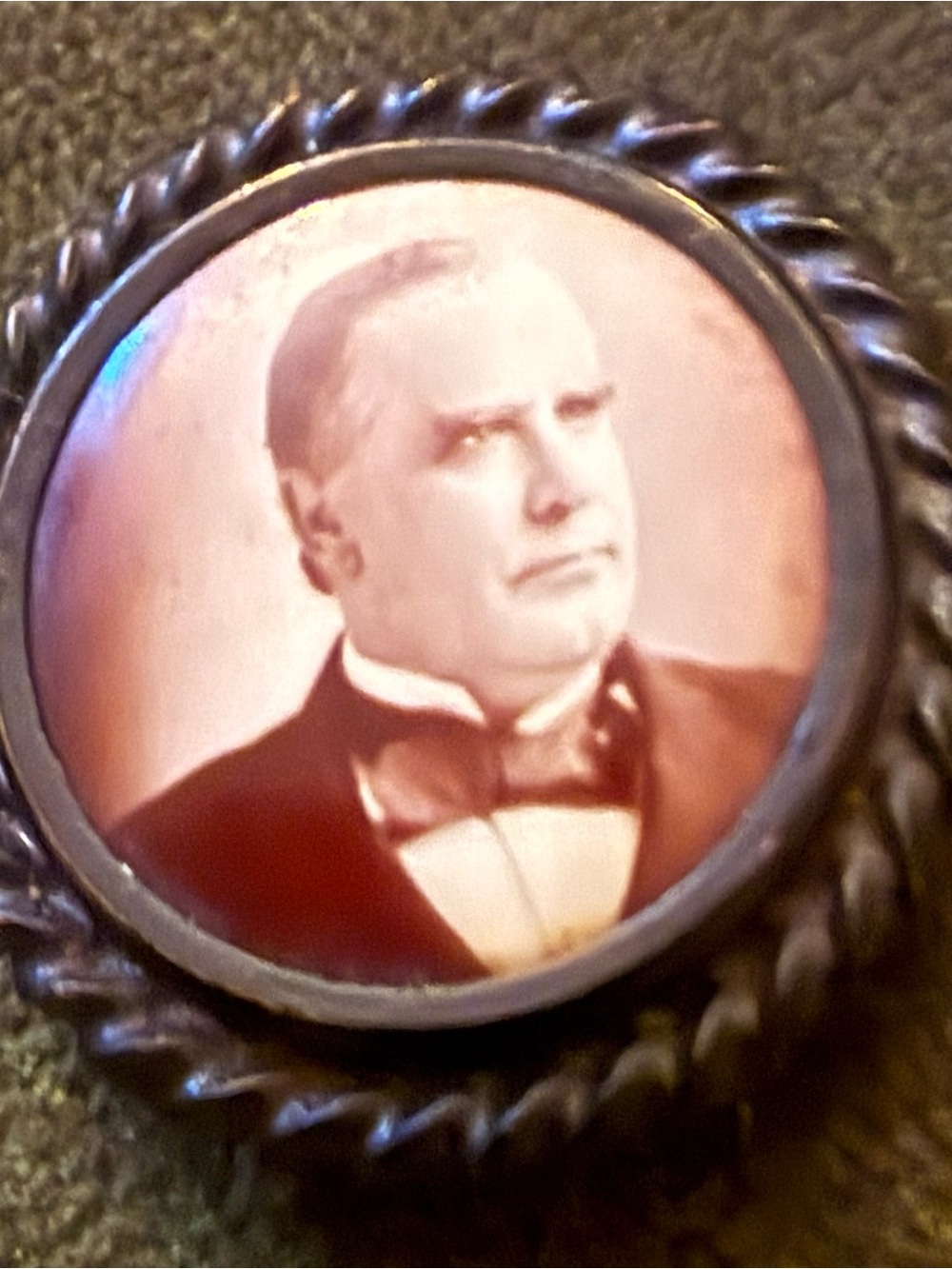President William McKinley Round Portrait Pin - Antique